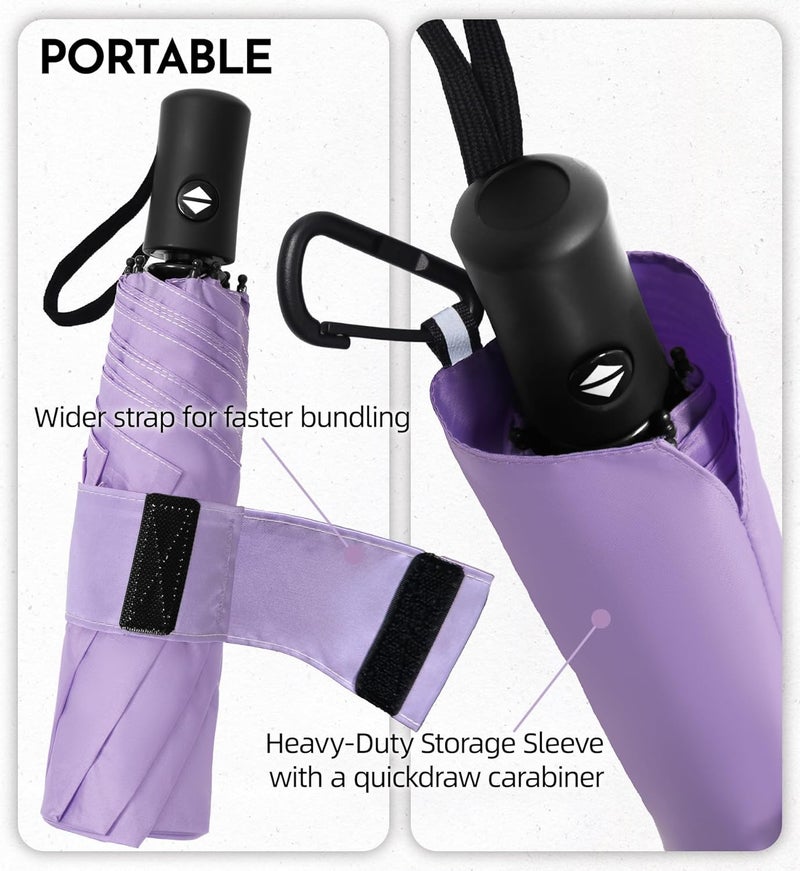 Lilac Compact Travel Windproof Umbrella, 43" Auto open/close Folding Quick Dry Umbrellas for Rain, Lightweight Portable Small for Backpack Car, Thoughtful Gift for Women Men Kids, TSA Approved - Image 5